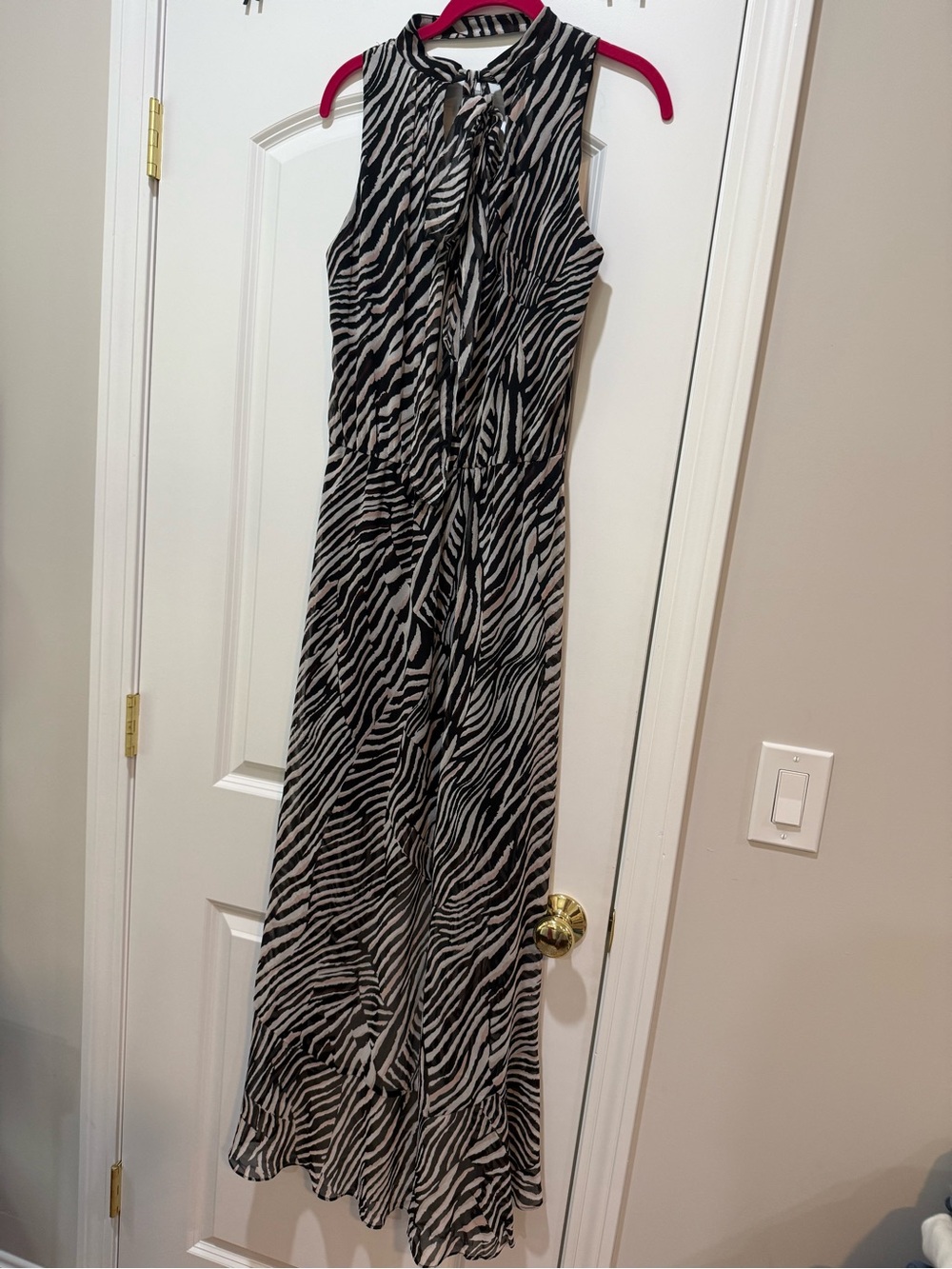 White House Black Market Black and White Zebra Print Maxi Dress